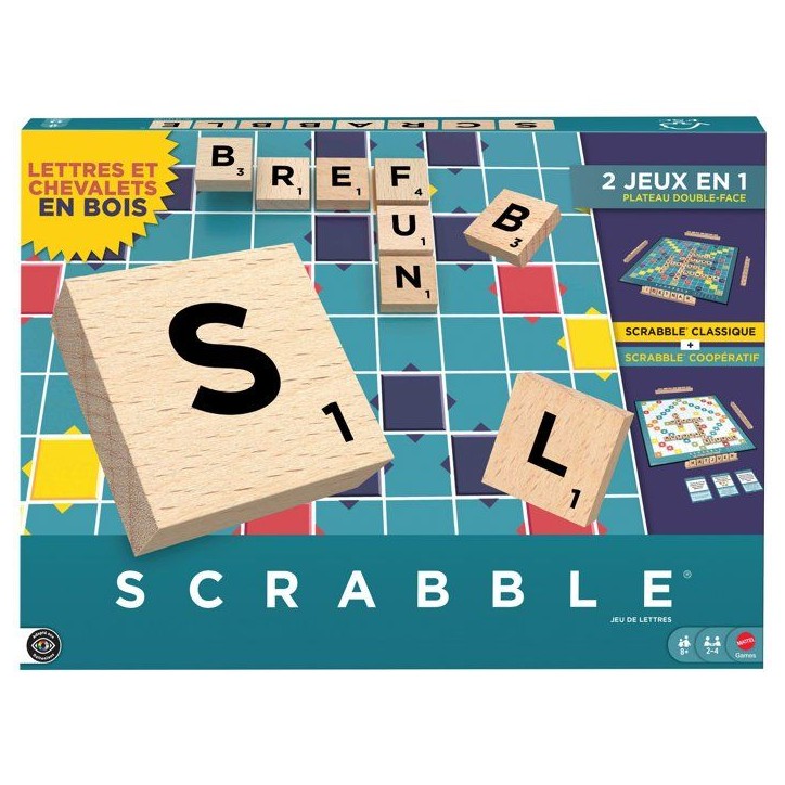 Scrabble classique - 2 en 1 - Mattel Games - JGR63