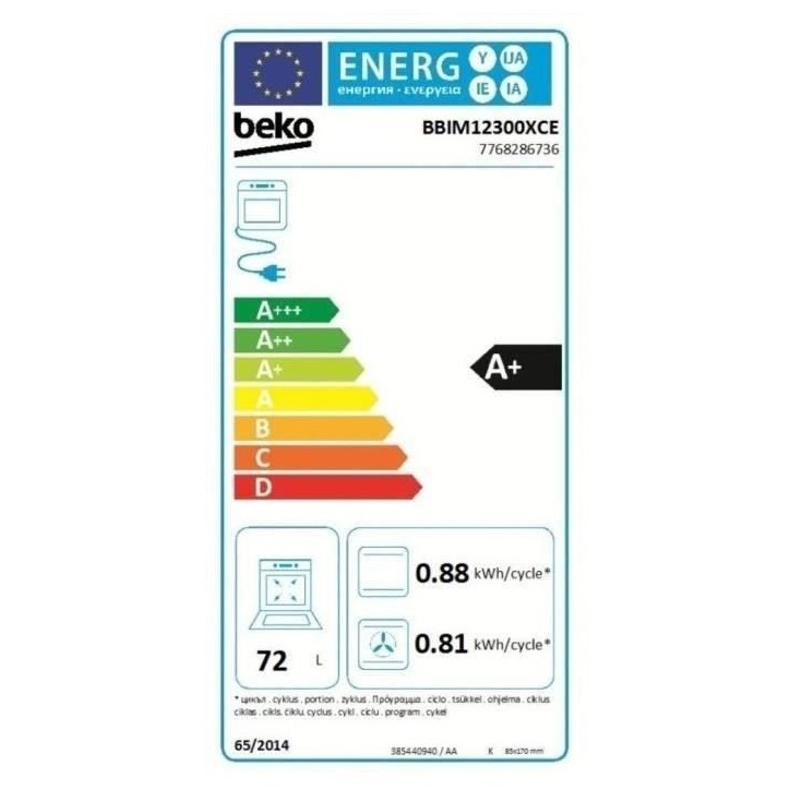 Four encastrable - BEKO - BBIM12300XCE - Chaleur pulsée 3D - 72 L - Inox Four encastrable - BEKO - BBIM12300XCE - Chaleur pulsée 3D - 72 L - Inox