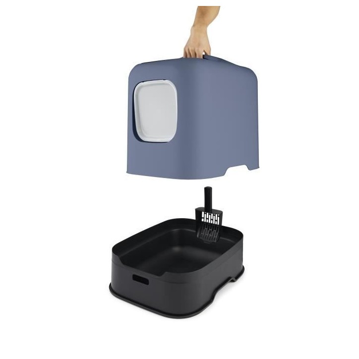 ROTHO - Maison toilette pour chat 51 x 39 x 40 cm - Bac a litiere - Bleu Horizon