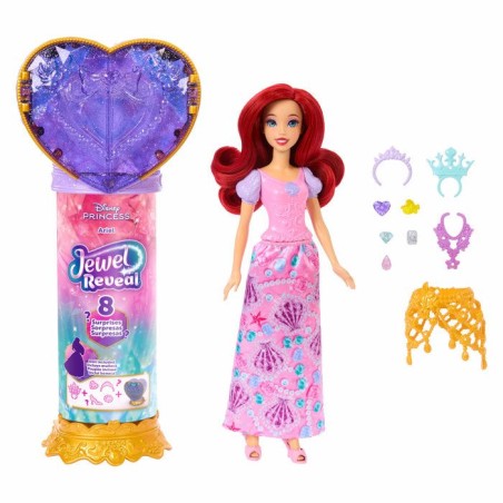 Poupée Jewel Reveal Ariel, Accessoires avec 8 surprises, 1 boîte a b