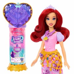 Poupée Jewel Reveal Ariel, Accessoires avec 8 surprises, 1 boîte a bijoux en forme de coeur, 1 bague pour enfant et 9 élémen