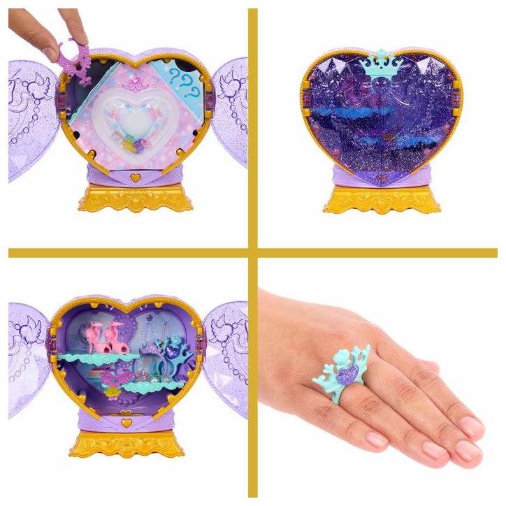 Poupée Jewel Reveal Ariel, Accessoires avec 8 surprises, 1 boîte a bijoux en forme de coeur, 1 bague pour enfant et 9 élémen