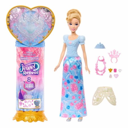 Poupée Jewel Reveal Cendrillon, Accessoires avec 8 surprises, 1 boît