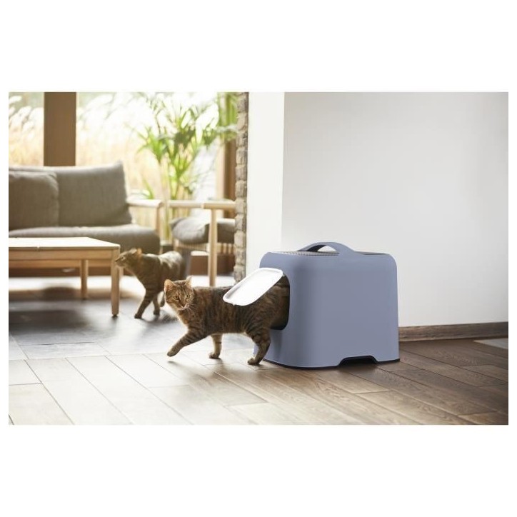 ROTHO - Maison toilette pour chat 51 x 39 x 40 cm - Bac a litiere - Bleu Horizon