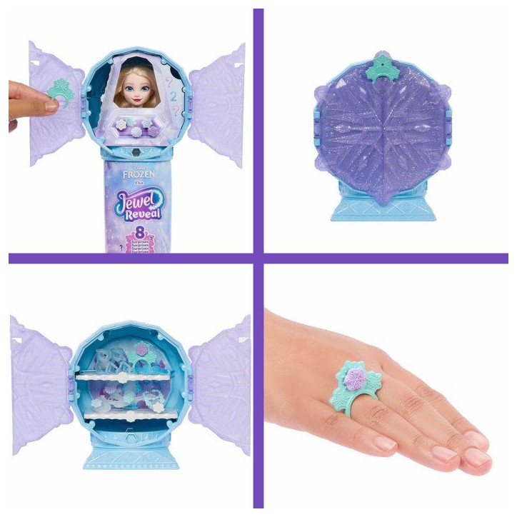 Poupée Jewel Reveal Elsa, La Reine des Neiges, accessoires avec 8 surprises, 1 boîte a bijoux en forme de flocon de neige, 1 b Poupée Jewel Reveal Elsa, La Reine des Neiges, accessoires avec 8 surprises, 1 boîte a bijoux en forme de flocon de neige, 1 b