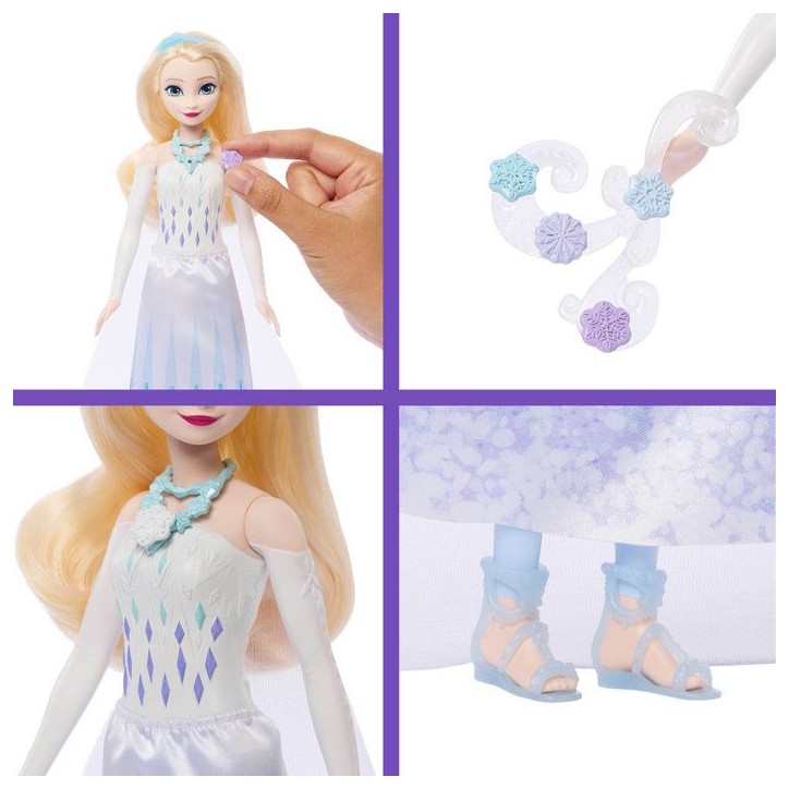 Poupée Jewel Reveal Elsa, La Reine des Neiges, accessoires avec 8 surprises, 1 boîte a bijoux en forme de flocon de neige, 1 b Poupée Jewel Reveal Elsa, La Reine des Neiges, accessoires avec 8 surprises, 1 boîte a bijoux en forme de flocon de neige, 1 b