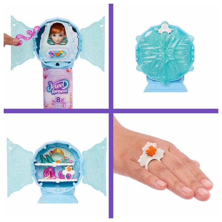 Poupée Jewel Reveal Anna, La Reine des Neiges, accessoires avec 8 surprises, 1 boîte a bijoux en forme de flocon de neige, 1 b Poupée Jewel Reveal Anna, La Reine des Neiges, accessoires avec 8 surprises, 1 boîte a bijoux en forme de flocon de neige, 1 b