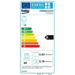 Cuisiniere induction - BEKO - FSM58301XCDT - 3 foyers - 9200 W - 60 cm