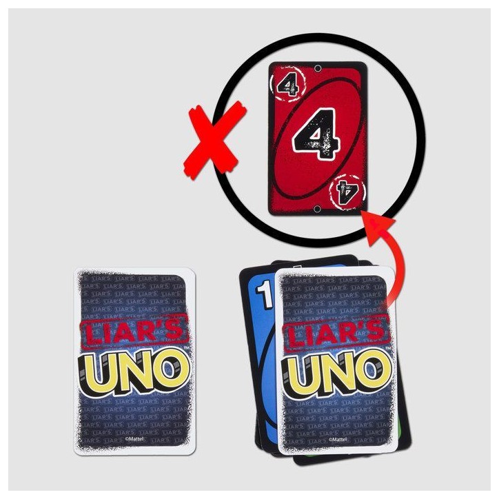 UNO Liar's - Jeu de cartes pour adultes, enfants, familles - Jeu d'astuce et de bluff - Mattel Games - JLH43 - 7 ans et + UNO Liar's - Jeu de cartes pour adultes, enfants, familles - Jeu d'astuce et de bluff - Mattel Games - JLH43 - 7 ans et +