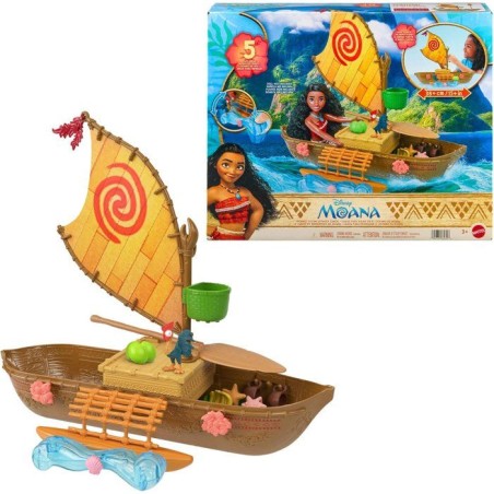 Coffret La Grande Pirogue de Vaiana avec 5 Zones de Jeu, 9 Accessoires
