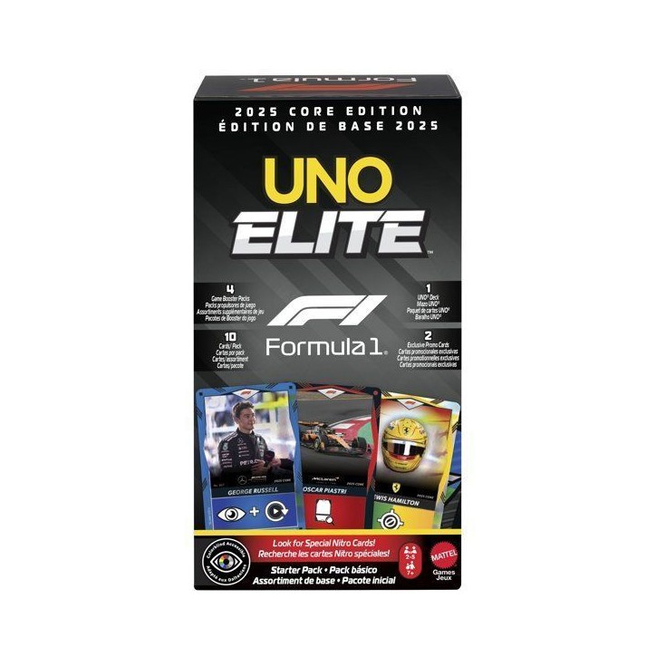 UNO Élite Formula 1 Édition - Jeu de cartes - Avec 4 boosters - Mattel Games - JLV42 - 7 ans et + UNO Élite Formula 1 Édition - Jeu de cartes - Avec 4 boosters - Mattel Games - JLV42 - 7 ans et +