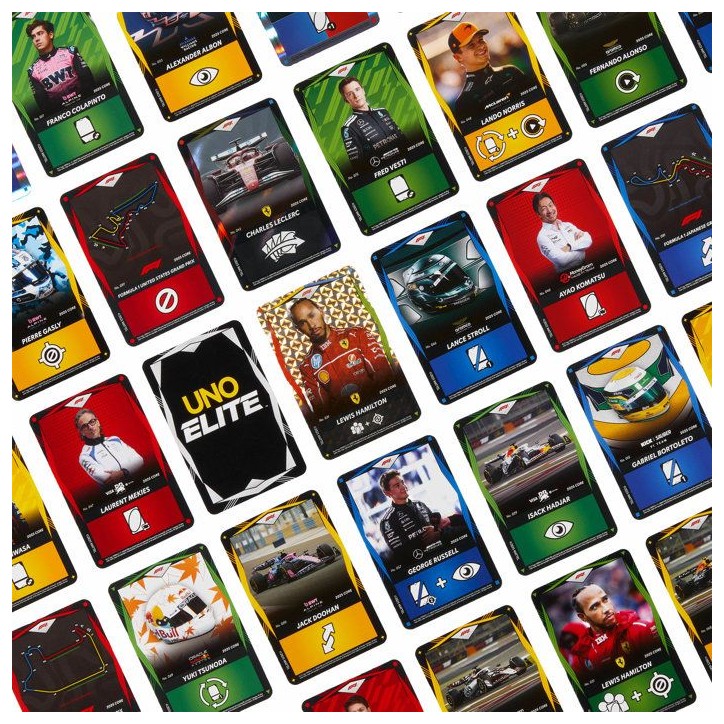 UNO Élite Formula 1 Édition - Jeu de cartes - Avec 4 boosters - Mattel Games - JLV42 - 7 ans et + UNO Élite Formula 1 Édition - Jeu de cartes - Avec 4 boosters - Mattel Games - JLV42 - 7 ans et +