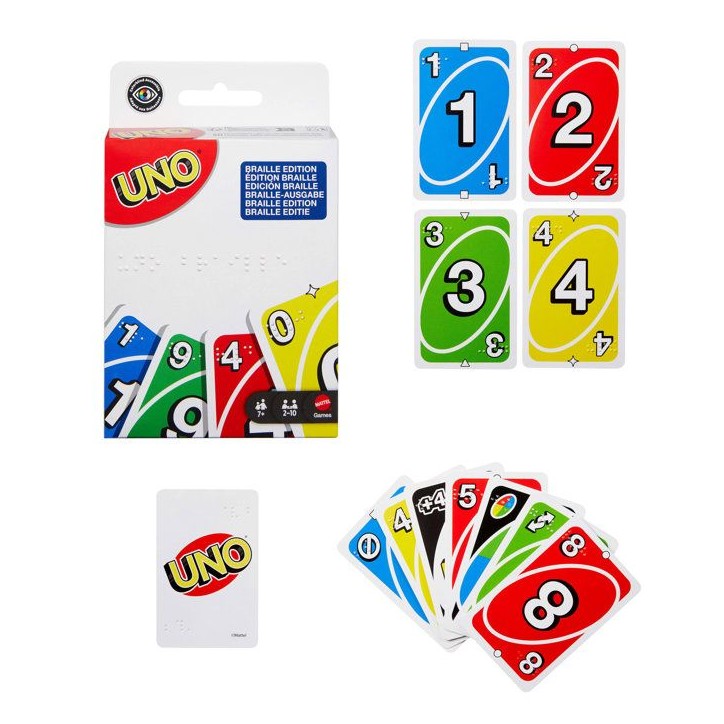 UNO BRAILLE - Jeu de cartes - Pour Joueurs Aveugles Ou Malvoyants - Mattel Games - 7 ans et +