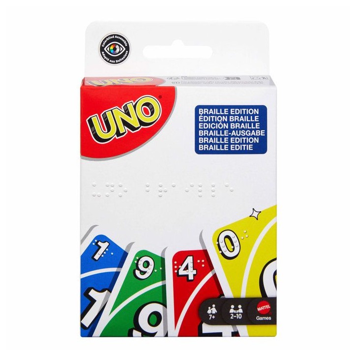 UNO BRAILLE - Jeu de cartes - Pour Joueurs Aveugles Ou Malvoyants - Mattel Games - 7 ans et +