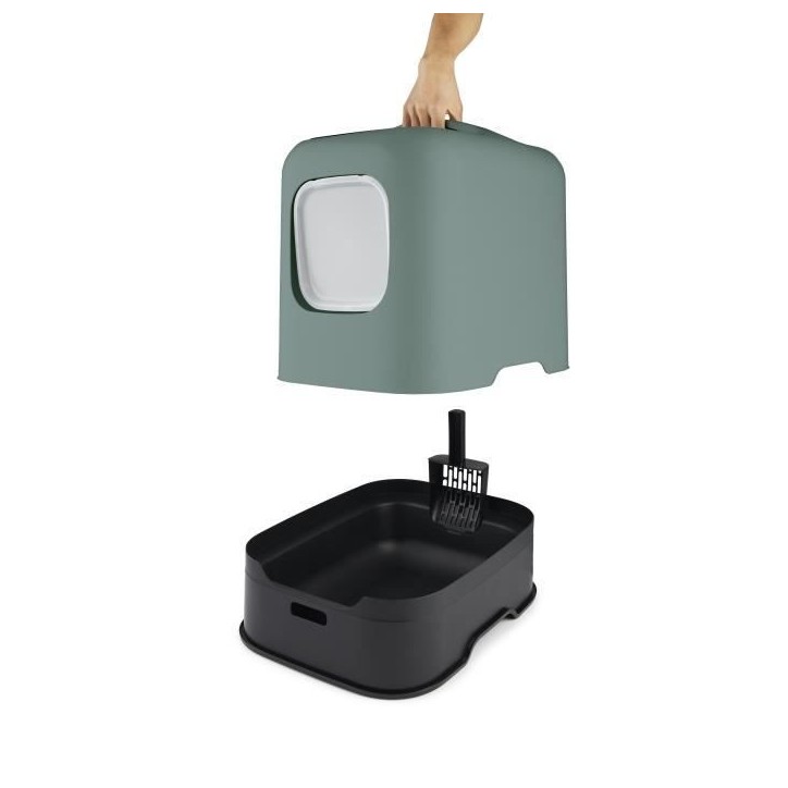 ROTHO - Maison toilette pour chat 51 x 39 x 40 cm - Bac a litiere - Vert de Gui ROTHO - Maison toilette pour chat 51 x 39 x 40 cm - Bac a litiere - Vert de Gui