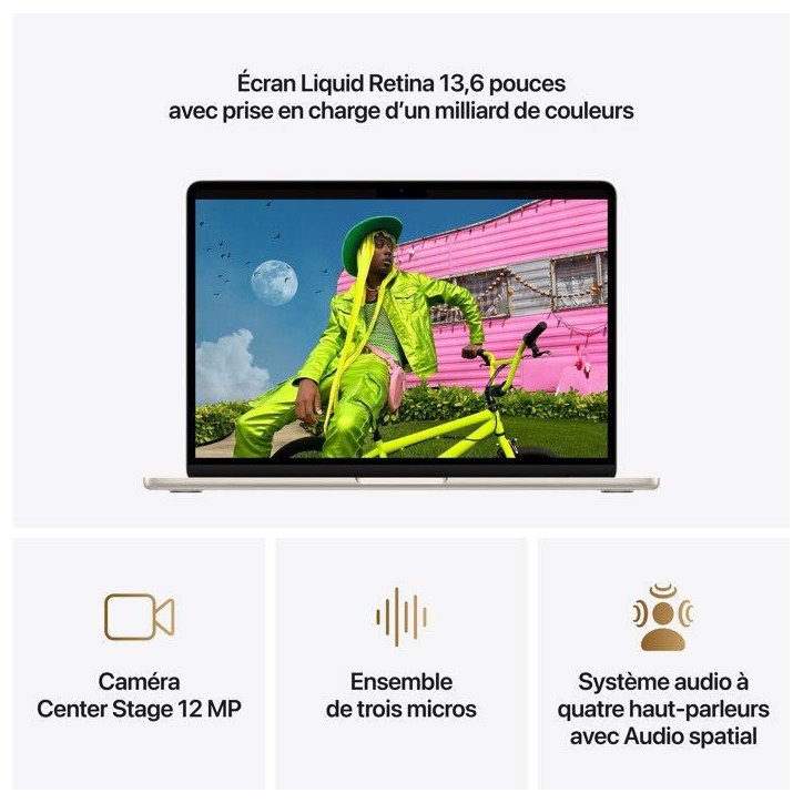 Apple - 13,6 MacBook Air M5 (2026) - RAM 16Go - Stockage 512Go - CPU 10 coeurs - GPU 8 coeurs - Lumiere Stellaire