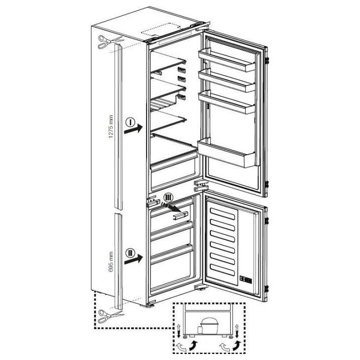 Réfrigérateur combiné BEKO - BCHA306E4SN - portes - intégrable - 289 L (220L+69L) - 193x55x54 cm Réfrigérateur combiné BEKO - BCHA306E4SN - portes - intégrable - 289 L (220L+69L) - 193x55x54 cm