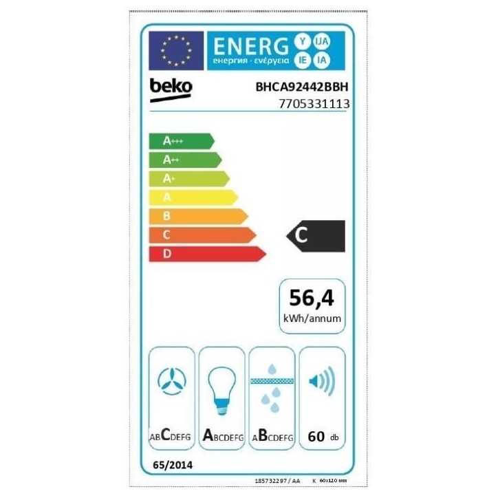 Hotte murale BEKO BHCA92442BBH - 90 cm Hotte murale BEKO BHCA92442BBH - 90 cm