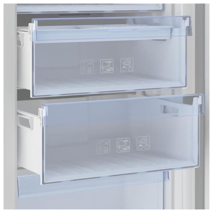 Congélateur armoire - BEKO série b100 - RFNE290L41WN - Classe E - 256 L - 5 tiroirs - 59,5 x 70 x 171,4 cm - Blanc Congélateur armoire - BEKO série b100 - RFNE290L41WN - Classe E - 256 L - 5 tiroirs - 59,5 x 70 x 171,4 cm - Blanc