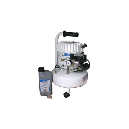 Compresseur - Horizontal - Mecafer - Silencieux - 9 L - Bidon huile 1L + Entonnoir + 3 roulettes - Silencieux