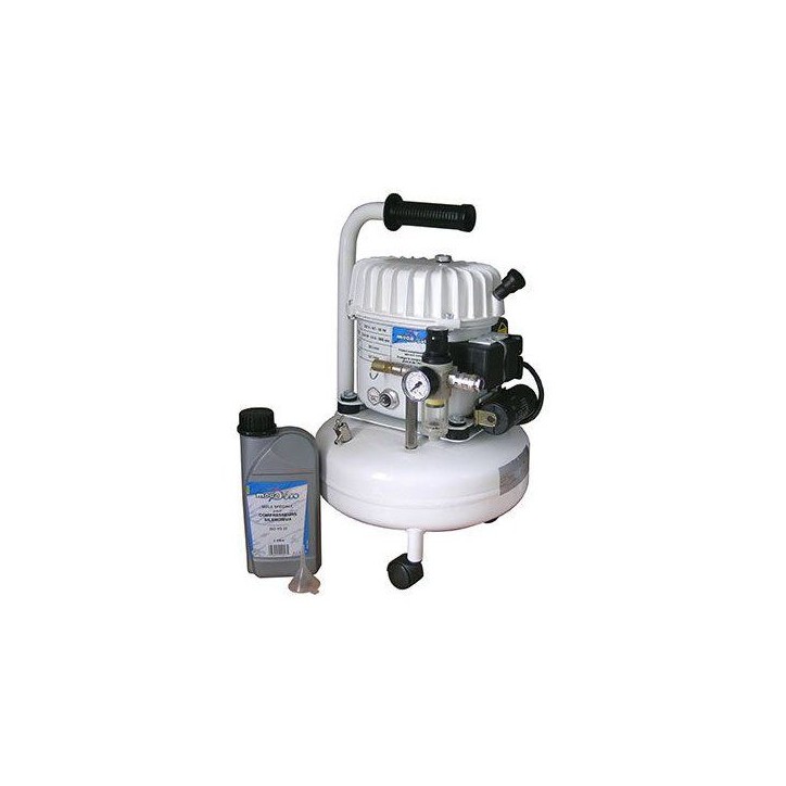 Compresseur - Horizontal - Mecafer - Silencieux - 9 L - Bidon huile 1L + Entonnoir + 3 roulettes - Silencieux Compresseur - Horizontal - Mecafer - Silencieux - 9 L - Bidon huile 1L + Entonnoir + 3 roulettes - Silencieux