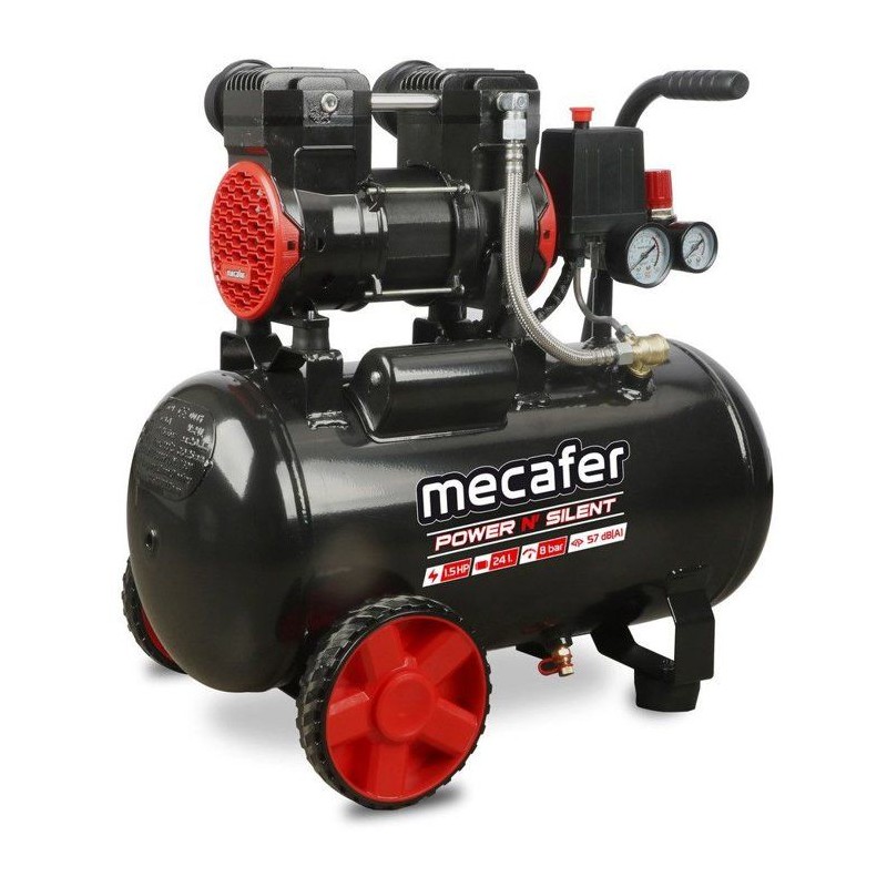 Compresseur - Horizontal - Mecafer - Power Silent - 24 L - 1,5 HP - 17
