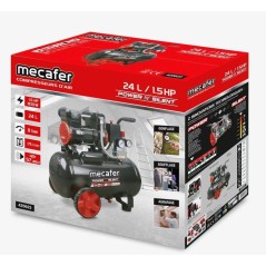 Compresseur - Horizontal - Mecafer - Power Silent - 24 L - 1,5 HP - 175 L/min - Silencieux