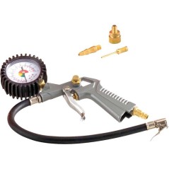 Compresseur d'air horizontal - Mecafer - 24 L - 2 HP - 8 Bars - Inclus : Tuyau + Souflette + Pistolet de gonflage + 3 embouts -