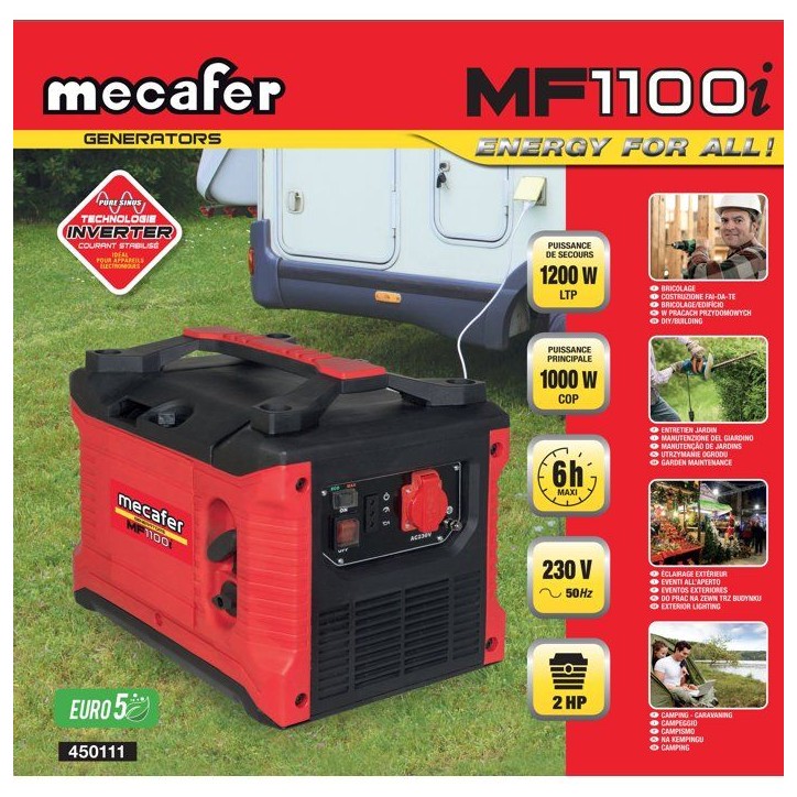 Groupe électrogene essence - Inverter - Mecader - MF1100i 4L 2 HP - 1000 W