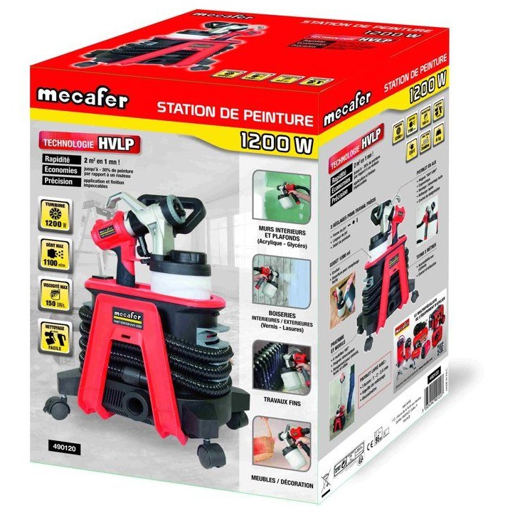Station de peinture HVLP - MECAFER - HVS1200 - 1200 W - 1200 ml - Tuyau 3 m - 150 DIN/sec