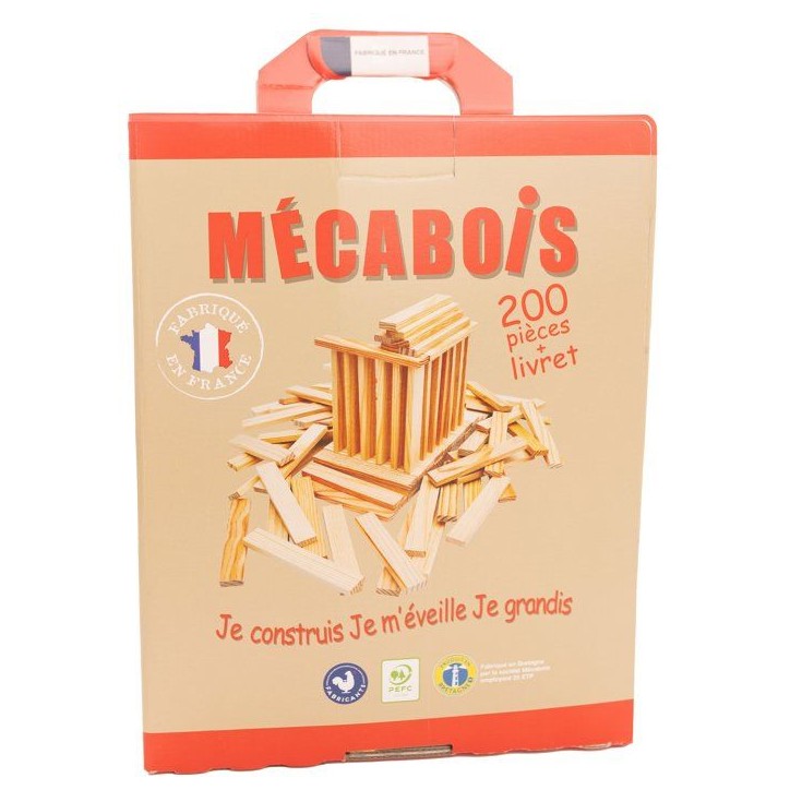 Mécabois - Baril de 200 planchettes en bois - Jeux de constructions - Fabriqué en France Mécabois - Baril de 200 planchettes en bois - Jeux de constructions - Fabriqué en France