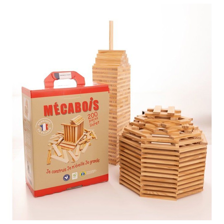 Mécabois - Baril de 200 planchettes en bois - Jeux de constructions - Fabriqué en France Mécabois - Baril de 200 planchettes en bois - Jeux de constructions - Fabriqué en France