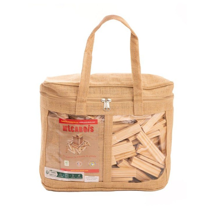 Mécabois Sac de planchettes de 400 pieces - Jeux de constructions planchettes en bois - fabriqué en France Mécabois Sac de planchettes de 400 pieces - Jeux de constructions planchettes en bois - fabriqué en France