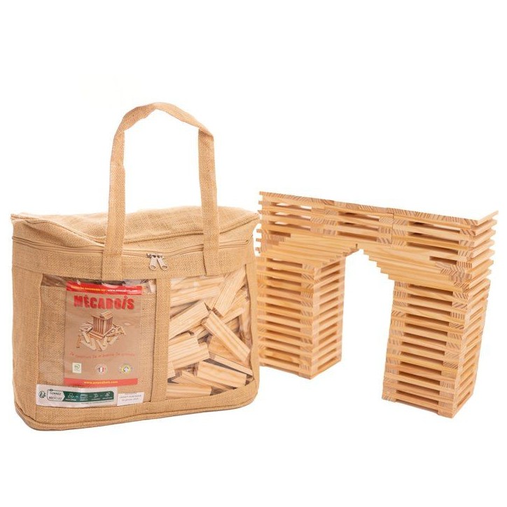 Mécabois Sac de planchettes de 400 pieces - Jeux de constructions planchettes en bois - fabriqué en France Mécabois Sac de planchettes de 400 pieces - Jeux de constructions planchettes en bois - fabriqué en France