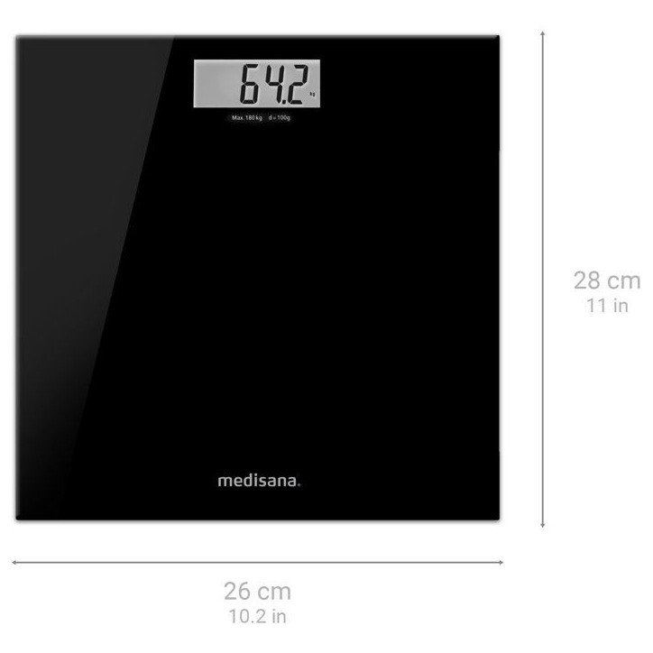Pese-personne - MEDISANA - PS 402 - 180 kg max - Verre Noir Pese-personne - MEDISANA - PS 402 - 180 kg max - Verre Noir