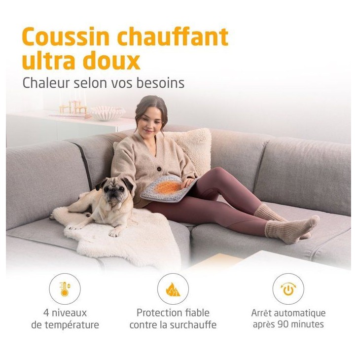 Coussin chauffant ultra doux - MEDISANA - HP 516 - 100 W - 4 réglages - Gris Coussin chauffant ultra doux - MEDISANA - HP 516 - 100 W - 4 réglages - Gris