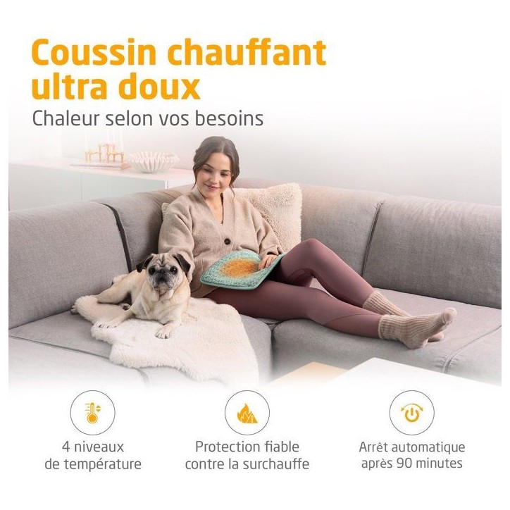 Coussin chauffant ultra doux - MEDISANA - HP 517 - 100 W - 4 réglages - Vert Coussin chauffant ultra doux - MEDISANA - HP 517 - 100 W - 4 réglages - Vert