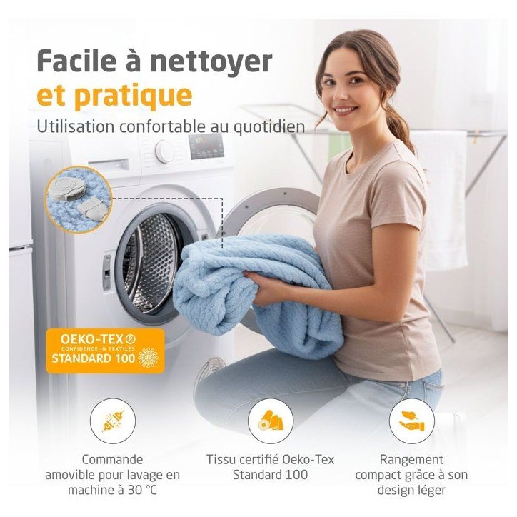 Couverture chauffante reversible - MEDISANA - HB 415 - 120 W - 9 réglages - 180 x 130 cm - Bleu Couverture chauffante reversible - MEDISANA - HB 415 - 120 W - 9 réglages - 180 x 130 cm - Bleu