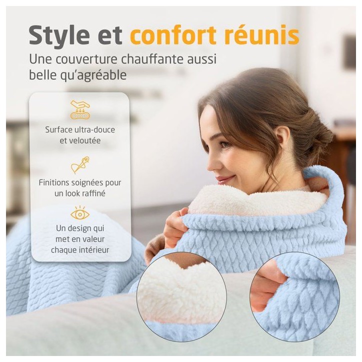 Couverture chauffante reversible - MEDISANA - HB 415 - 120 W - 9 réglages - 180 x 130 cm - Bleu Couverture chauffante reversible - MEDISANA - HB 415 - 120 W - 9 réglages - 180 x 130 cm - Bleu