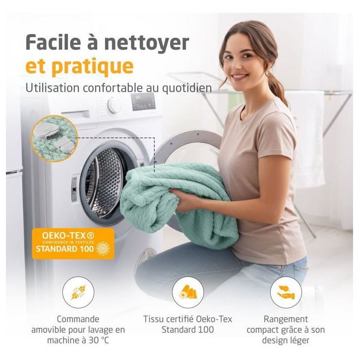 Couverture chauffante reversible - MEDISANA - HB 417 - 120 W - 9 réglages - 180 x 130 cm - Vert Couverture chauffante reversible - MEDISANA - HB 417 - 120 W - 9 réglages - 180 x 130 cm - Vert