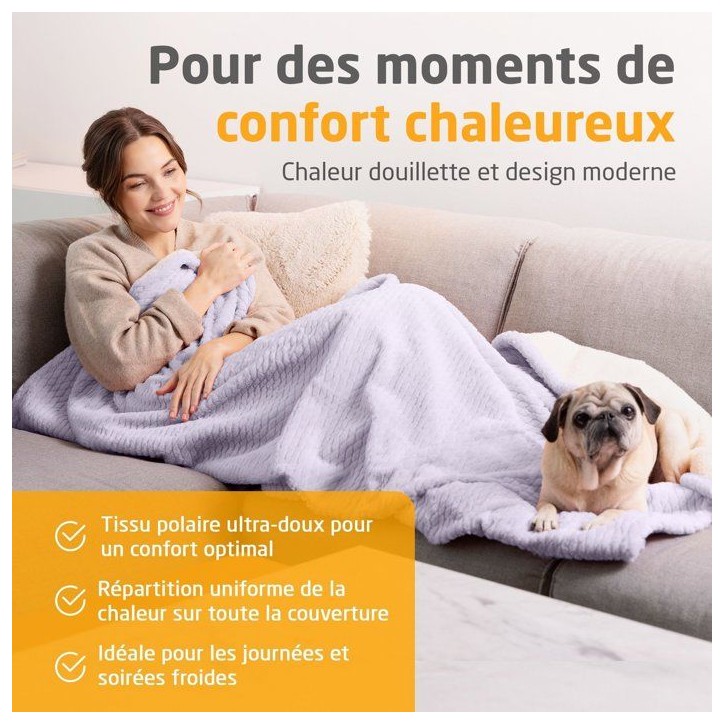 Couverture chauffante reversible - MEDISANA - HB 418 - 120 W - 9 réglages - 180 x 130 cm - Violet Couverture chauffante reversible - MEDISANA - HB 418 - 120 W - 9 réglages - 180 x 130 cm - Violet