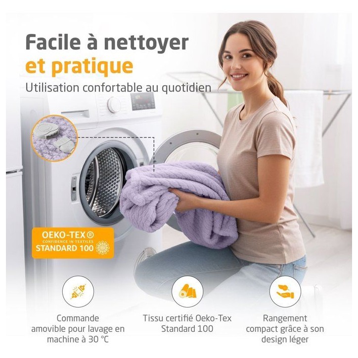 Couverture chauffante reversible - MEDISANA - HB 418 - 120 W - 9 réglages - 180 x 130 cm - Violet Couverture chauffante reversible - MEDISANA - HB 418 - 120 W - 9 réglages - 180 x 130 cm - Violet