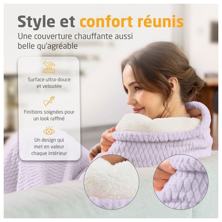 Couverture chauffante reversible - MEDISANA - HB 418 - 120 W - 9 réglages - 180 x 130 cm - Violet Couverture chauffante reversible - MEDISANA - HB 418 - 120 W - 9 réglages - 180 x 130 cm - Violet