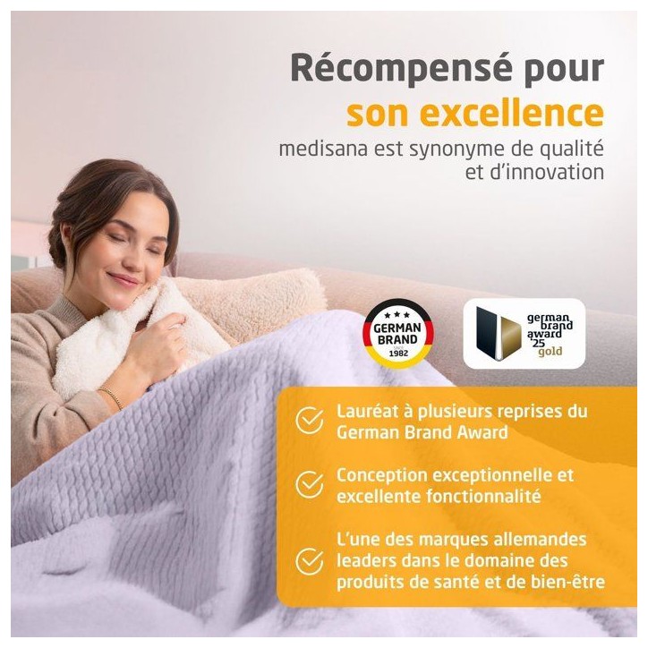 Couverture chauffante reversible - MEDISANA - HB 418 - 120 W - 9 réglages - 180 x 130 cm - Violet Couverture chauffante reversible - MEDISANA - HB 418 - 120 W - 9 réglages - 180 x 130 cm - Violet