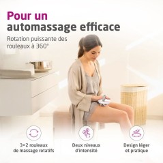 Appareil de massage - MEDISANA - AC 860 - Anti-cellulite - 2 intensités - 3 x 2 rouleaux rotatifs amovibles - Blanc / Rose