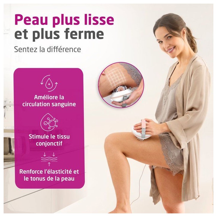 Appareil de massage - MEDISANA - AC 860 - Anti-cellulite - 2 intensités - 3 x 2 rouleaux rotatifs amovibles - Blanc / Rose Appareil de massage - MEDISANA - AC 860 - Anti-cellulite - 2 intensités - 3 x 2 rouleaux rotatifs amovibles - Blanc / Rose