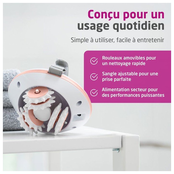 Appareil de massage - MEDISANA - AC 860 - Anti-cellulite - 2 intensités - 3 x 2 rouleaux rotatifs amovibles - Blanc / Rose Appareil de massage - MEDISANA - AC 860 - Anti-cellulite - 2 intensités - 3 x 2 rouleaux rotatifs amovibles - Blanc / Rose