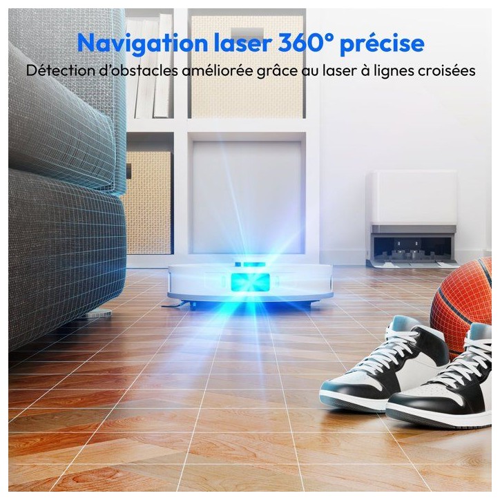 Aspirateur robot laveur - MEDION - MD12039 X55SW+ - 225 min - 10000 Pa - Navigation Laser - 3 L Aspirateur robot laveur - MEDION - MD12039 X55SW+ - 225 min - 10000 Pa - Navigation Laser - 3 L
