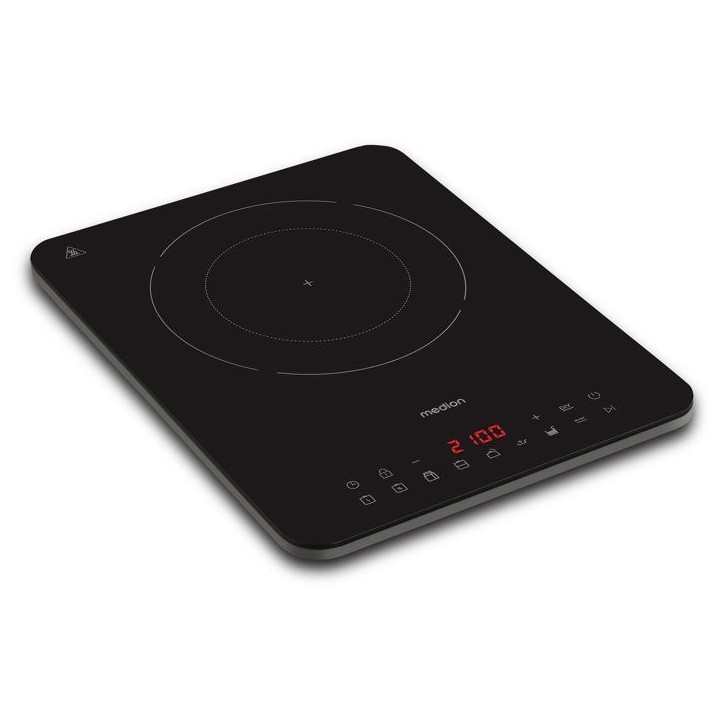 Plaque a induction simple - Medion - 1 feu - Ø 24 cm - MD 100090 - Surface entierement vitrée - 8 programmes - 2000 W