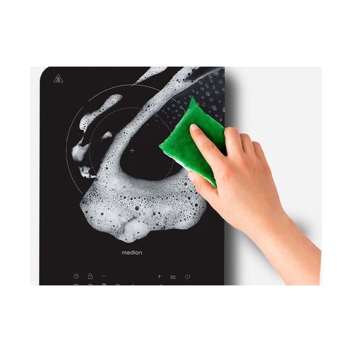 Plaque a induction simple - Medion - 1 feu - Ø 24 cm - MD 100090 - Surface entierement vitrée - 8 programmes - 2000 W